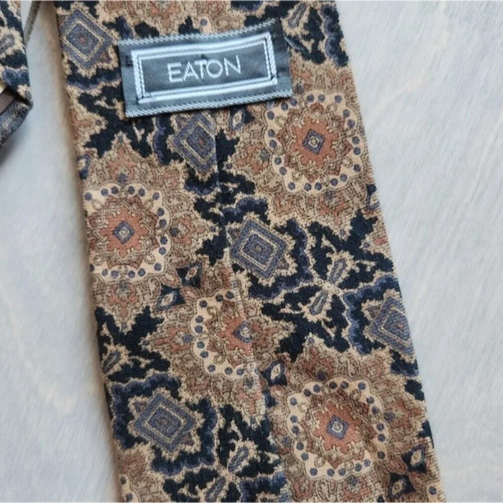 100% Cotton Eaton‎ Tie Brown And Black Patterned